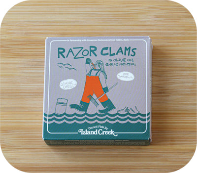 Tinned Fish - Island Creek - Razor Clams in Olive Oil, Garlic and Chili